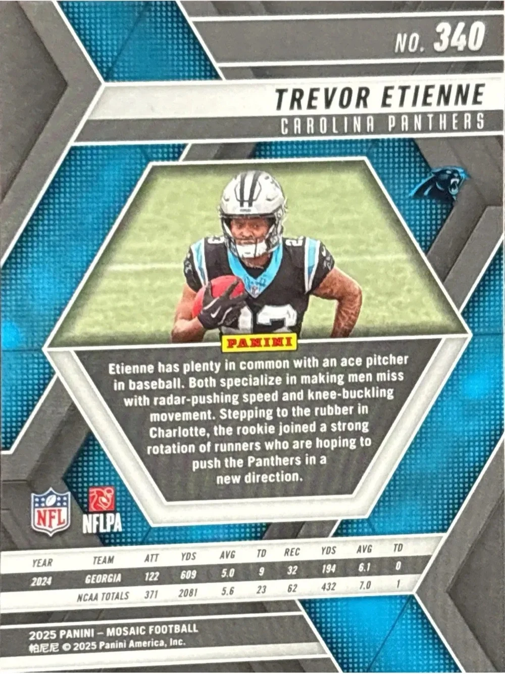 Panini Trevor Etienne Panthers Rookie Football Card